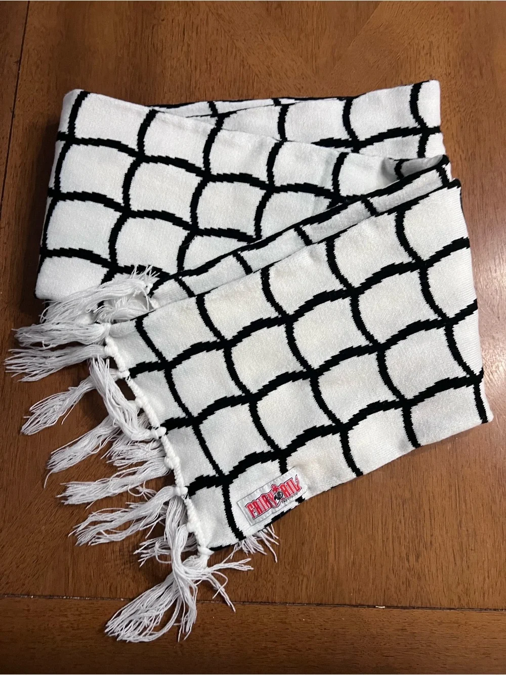 Fairy Tail Black & White Grid Fringe Scarf